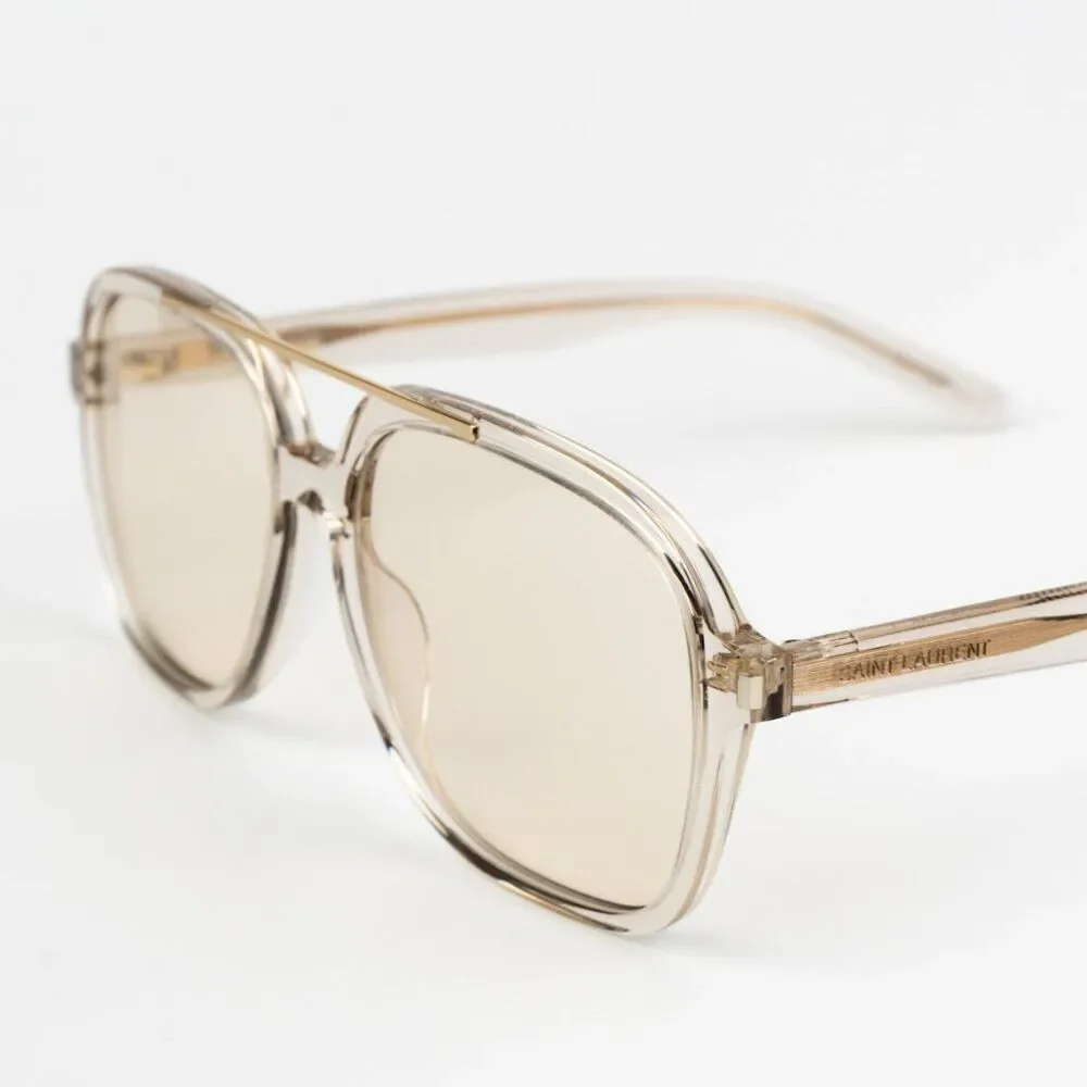NEW Saint Laurent SL545 002 Beige Light Yellow Pilot Unisex Sunglasses
